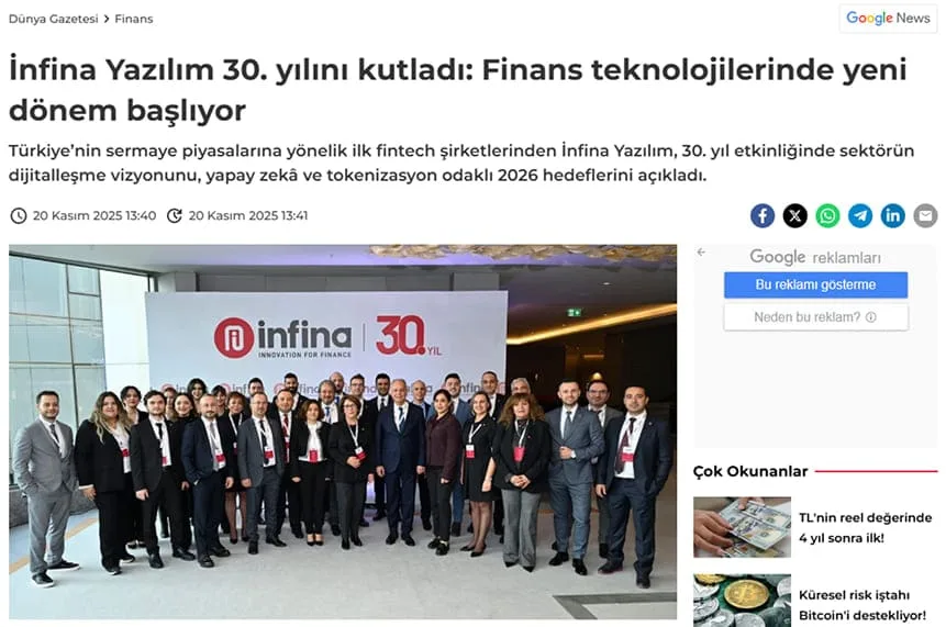 İnfina Yazılım 30. yılını kutladı